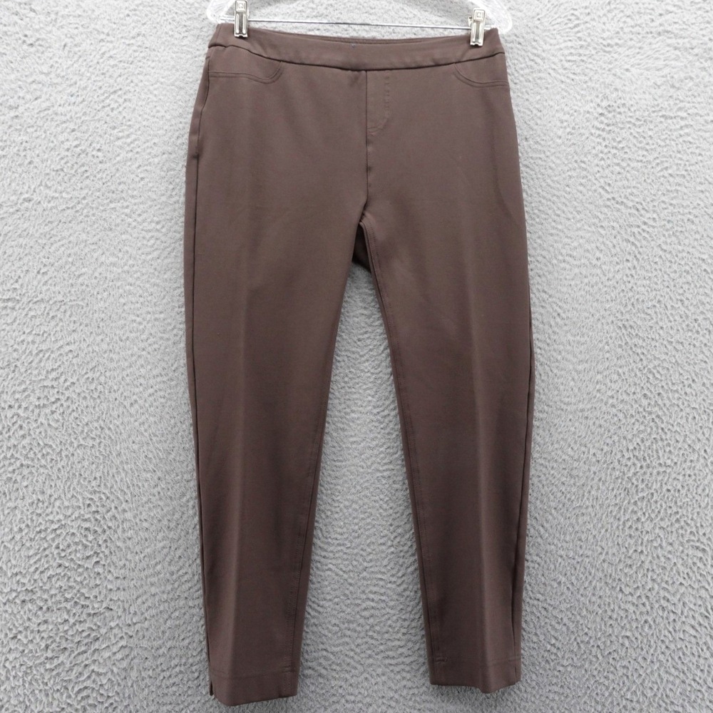 Soft Surroundings Womens Medium Petite Brown Pull On Cropped Slim‎ Leg Pants